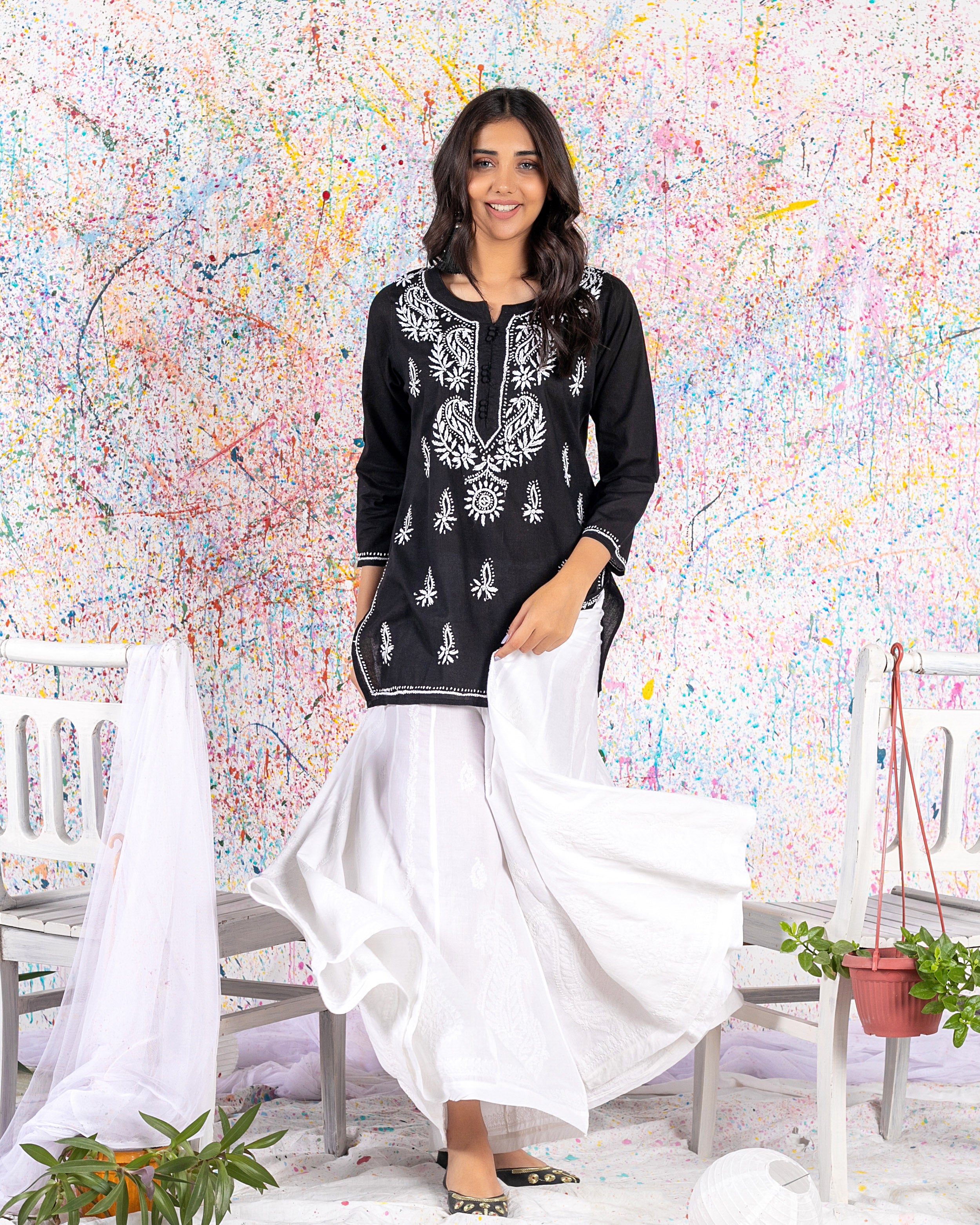 Buy online Chikankari Embroidered Short Kurti from Kurta Kurtis for Women  by Seva Chikan for ₹2899 at 28% off | 2024 Limeroad.com
